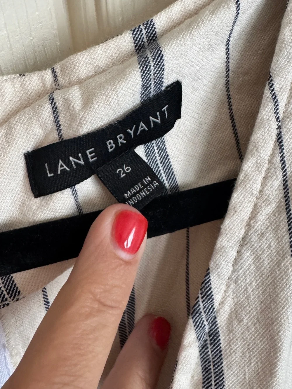 Lane Bryant Striped Sleeveless Jumpsuit in Cream and Navy - Picture 4 of 4